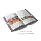 Open Dermatology book with medical conditions in telegram-style