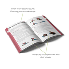 Open First Aid book with clear visuals to make lifesaving steps simple