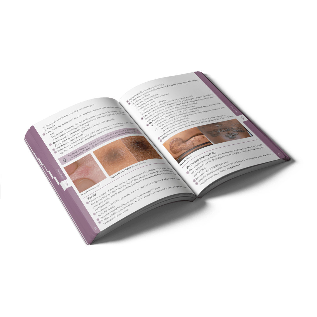 Open Dermatology book with images on different skin types