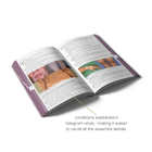 Open Dermatology book with medical conditions in telegram-style