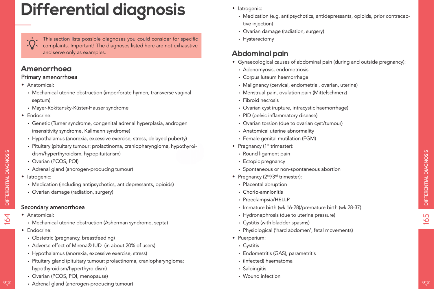 Differential diagnosis Amenorrhoea and Abdominal pain