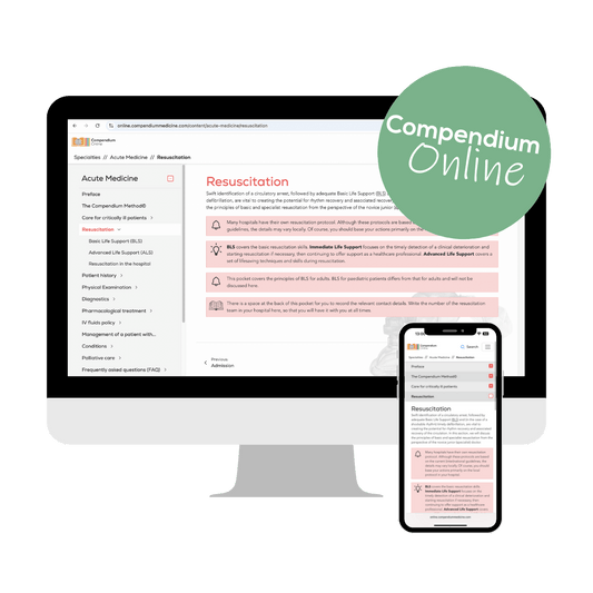 Laptop and phone screen with a preview of Acute Medicine