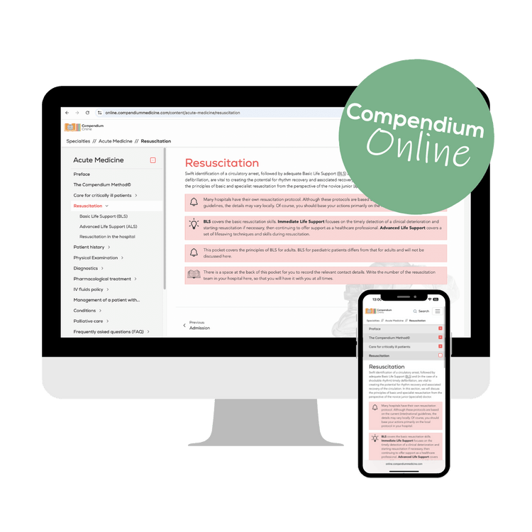 Laptop and phone screen with a preview of Acute Medicine