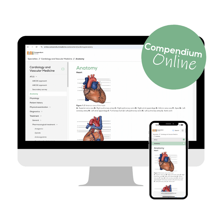 Laptop and phone screen with a preview of Cardiology and vascular medicine