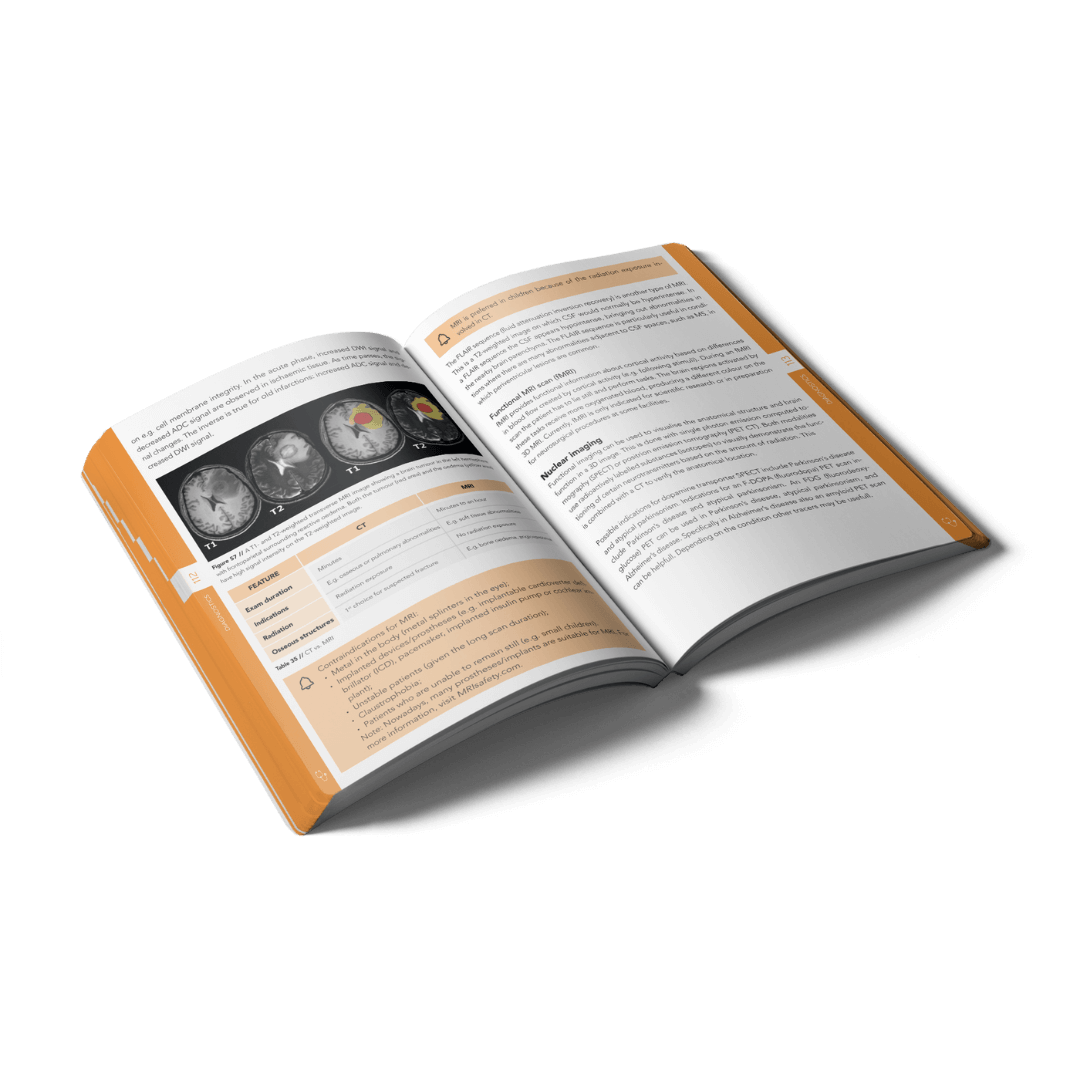 Open Neurology book with visuals, images and tables 