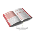 Open OB-GYN book with organised tables to efficiently navigate through essential information 