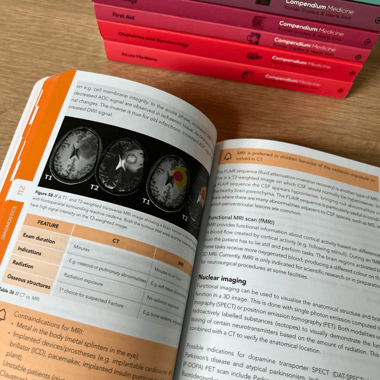 Open Neurology book, with additional books stacked in the background.